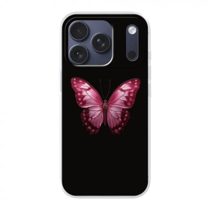 Vlinder - Fuchsia - Grafisch Telefoonhoesje iPhone 17 Pro klein -3d