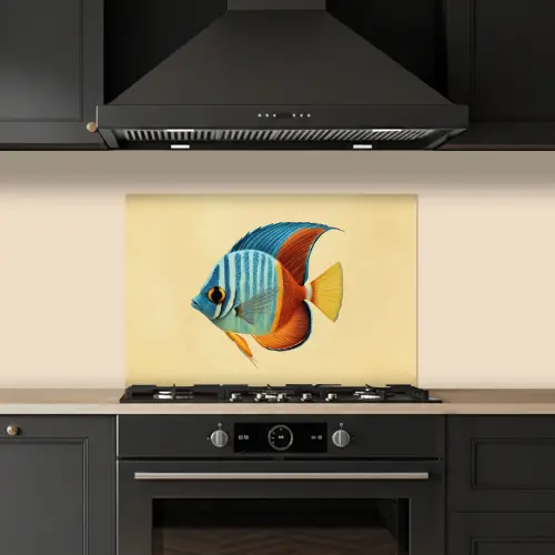Vis - Vinnen - Blauw - Ogen keuken achterwand spatscherm klein -sfeer1