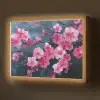 Bloem - Bloesems - Roze - Abstract Light Box met batterij (Wandlamp) middel -z3d_website