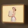 Handdoeken - Vrouw - Jurk - Roze Light Box met batterij (Wandlamp) middel -z3d_website