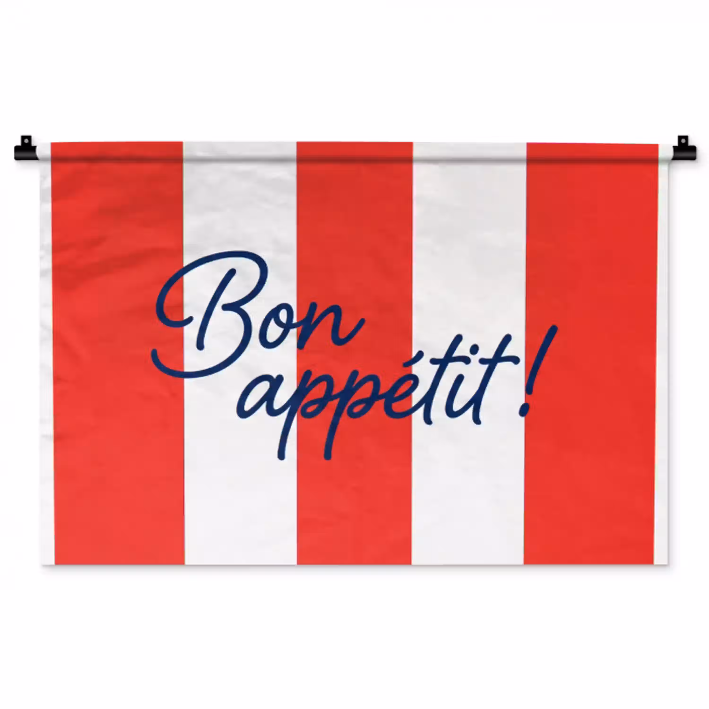 Eten - Spreuk - Keuken - Grafisch - Rood-Wit Wandkleed katoen middel -zz3d