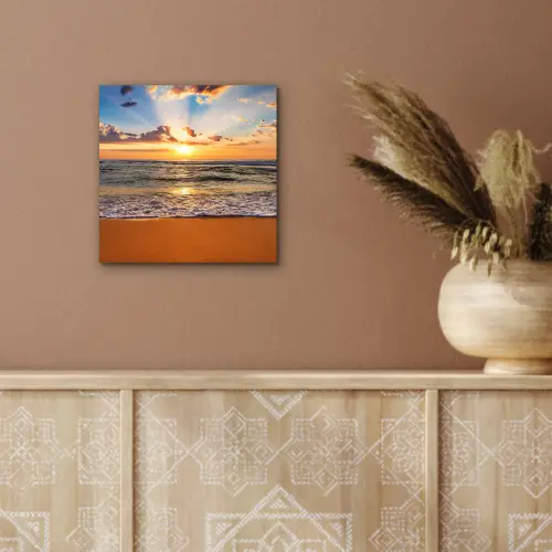 Strand - Zonsondergang - Zee - Wolken - Horizon aluminium wit klein -sfeer4
