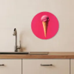 Schepijs - Roze - Hoorntje KitchenYeah - Keuken - Wandcirkel Forex klein -sfeer3