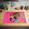 Luipaard - Roze - Oranje - Blauw - Verf Inductie beschermer vinyl 3mm klein -sfeer5
