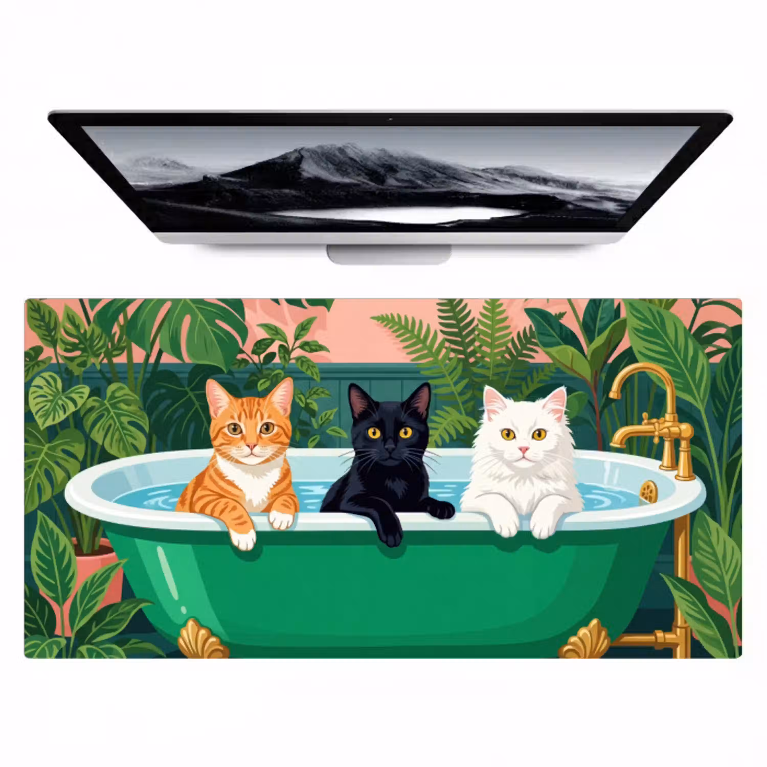 Badkamer - Kattenparade - Kleurrijk Muismat XXL klein -zzz3d