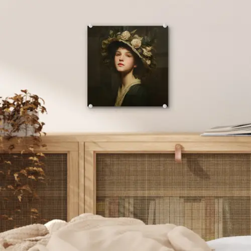 Bloemenhoed - Portret - Vrouw plexiglas 5mm klein -sfeer4