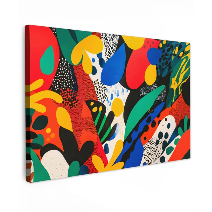 Abstract - Planten - Vormen - Kleurrijk Tuinposter op houten frame 2 cm dik klein -3d