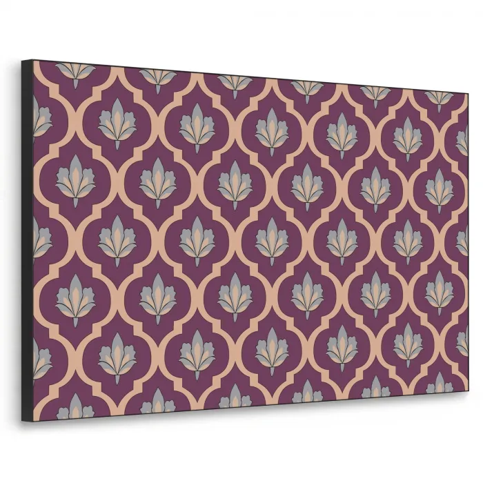 Patroon - Paars - Bloem Textielframe zwart klein -3d