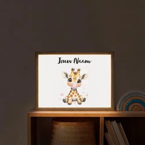 Giraffe - Roze - Kauwgom Light Box met batterij (Wandlamp kind) middel -sfeer1_kind