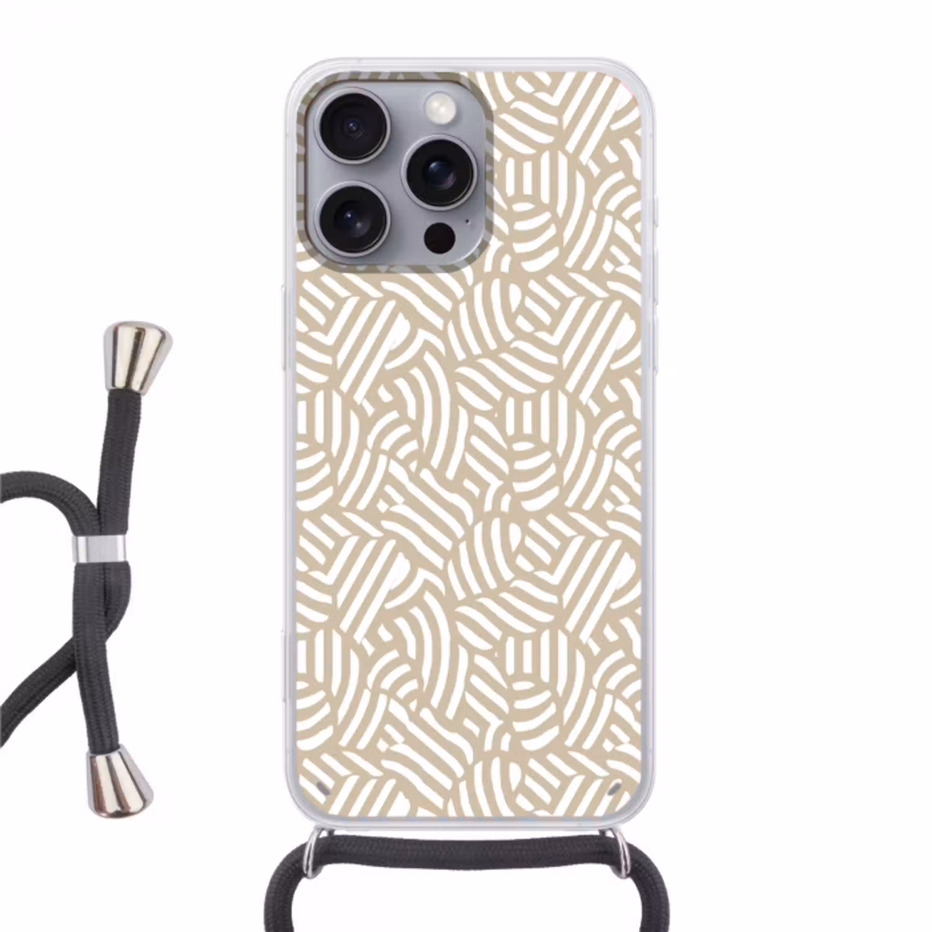 Abstract - Modern - Beige Hoesje iPhone 16 Pro Max met koord klein 804 -3d