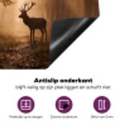 Hert - Bos - Mistig - Natuur - Goud Inductie beschermer vinyl 3mm middel -zzzzzzz-cc-onderkant