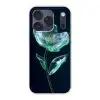 Bladeren - Bloem - Glazen - Donkerblauw Telefoonhoesje iPhone 17 Pro klein -3d