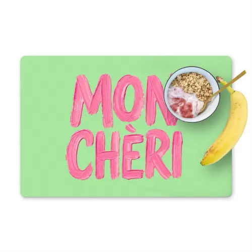 Mon cheri - Groen - Roze Placemat vinyl groot -zzzproduct_Kitchenyeah-website