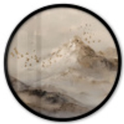 Berglandschap - Mist  - Penseelstreken Fotolijst rond zonder passe partout klein -3d