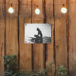 Silhouet - Vrouw - Surfplank - Water tuinposter los doek klein -sfeer1