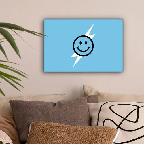 Smiley - Blauw - Bliksem canvas 2cm klein -sfeer1