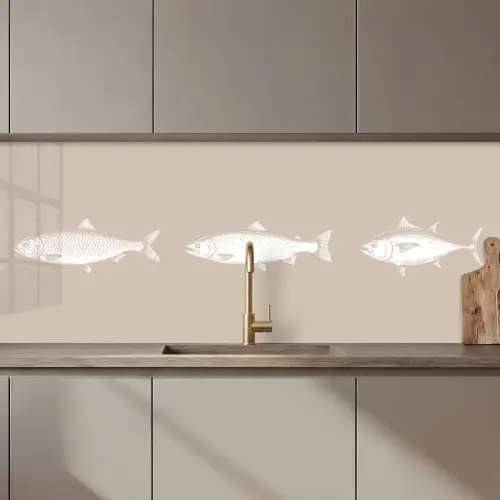 Vissen - Beige achtergrond - Wit keuken achterwand 2 middel zz_3dshopping