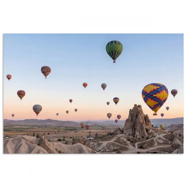 Poster - Luchtballonnen - Rotsen - Zonsopgang