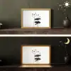 Bladeren - Zwart - Lotusbloem - Minimalitisch Light Box met kabel (Tafellamp) klein -sfeer3