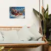 Kerstman - Rendier - Kerst - Sneeuw tuinposter los doek klein -sfeer7