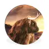 Schotse hooglander - Zon - Horizon - Koe - Dieren Wandcirkel aluminium klein -3d