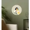 Vrouw - Bloem - Geel - Minimalistisch Wandcirkel behangsticker klein -sfeer2