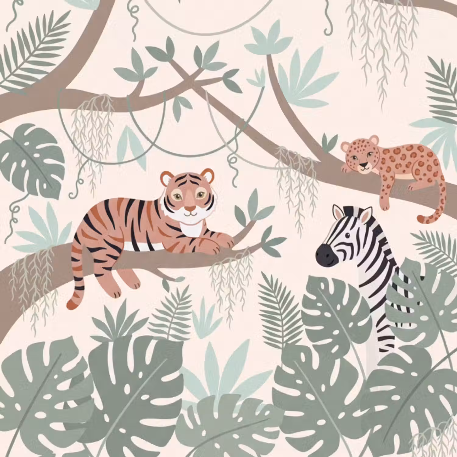Behang - Jungle - Rustiek - Pastel