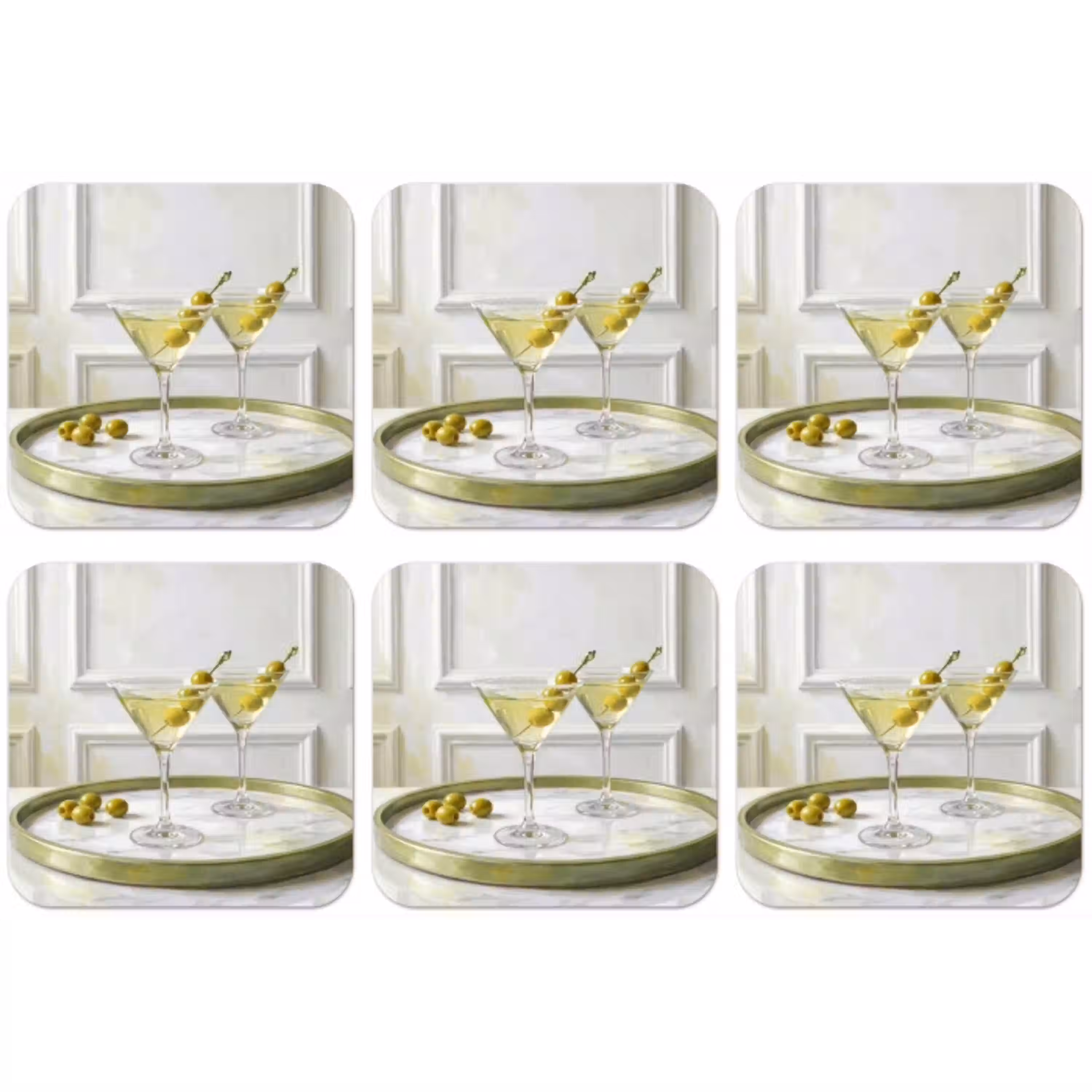Drank - Martini - Olijven - Modern - Wit onderzetter kurk middel -zkaufland3dotto