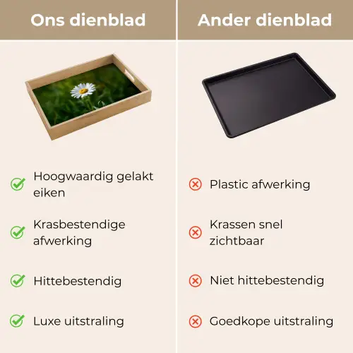 Wit - Madeliefje - Bloem - Gras Dienblad Rechthoek middel -USP_VergelijkingNL