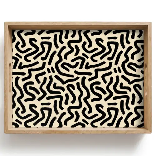 Abstract - Lijnen - Zwart Dienblad Rechthoek middel 911 -z3d_shopping