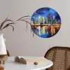 Skyline Toronto - Modern - Stadslicht - Blauw Wandcirkel behangsticker klein -sfeer3