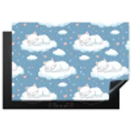 Kitten - Wolken - Blauw Inductie beschermer vinyl 3mm klein 276 -3d