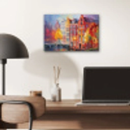 Grachtenpanden - Kunst - Schilderij - Amsterdam aluminium wit klein -sfeer5