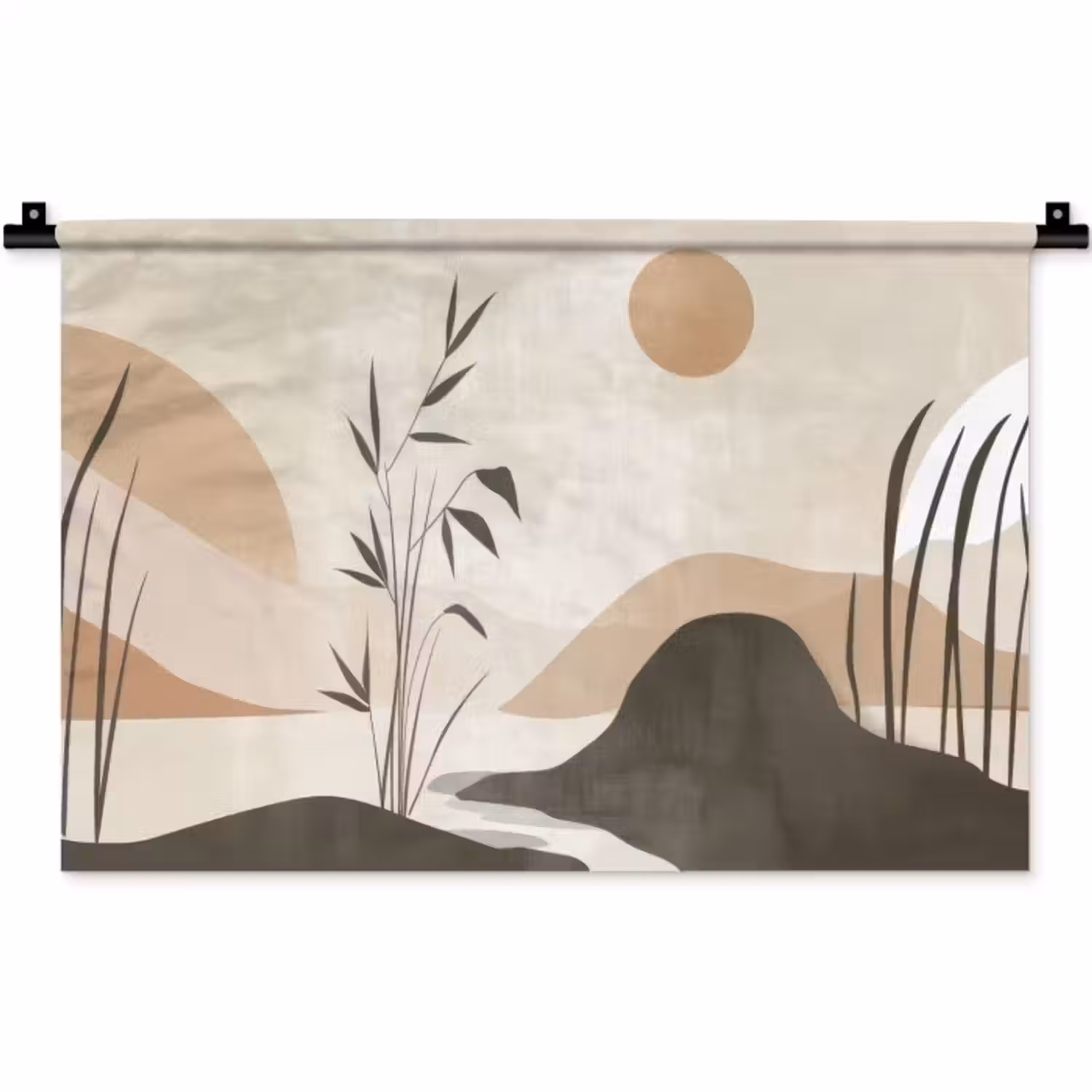 Wandkleed - Japandi - Landschap - Beige