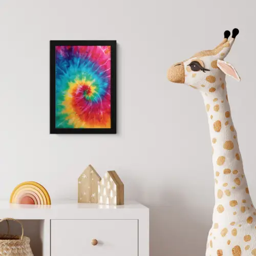 Regenboog - Tie dye - Kleurrijk - Blauw fotolijst zwart zonder passe partout klein -usfeer4_kinderkamer