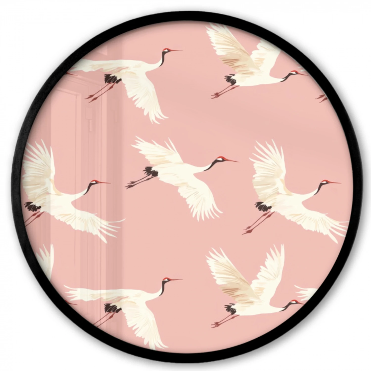Modern - Kraanvogels - Roze Fotolijst rond zonder passe partout klein 856 -3d