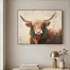 Kerst - Schotse Hooglander - Bruin - Krans Textielframe zwart klein -sfeer2