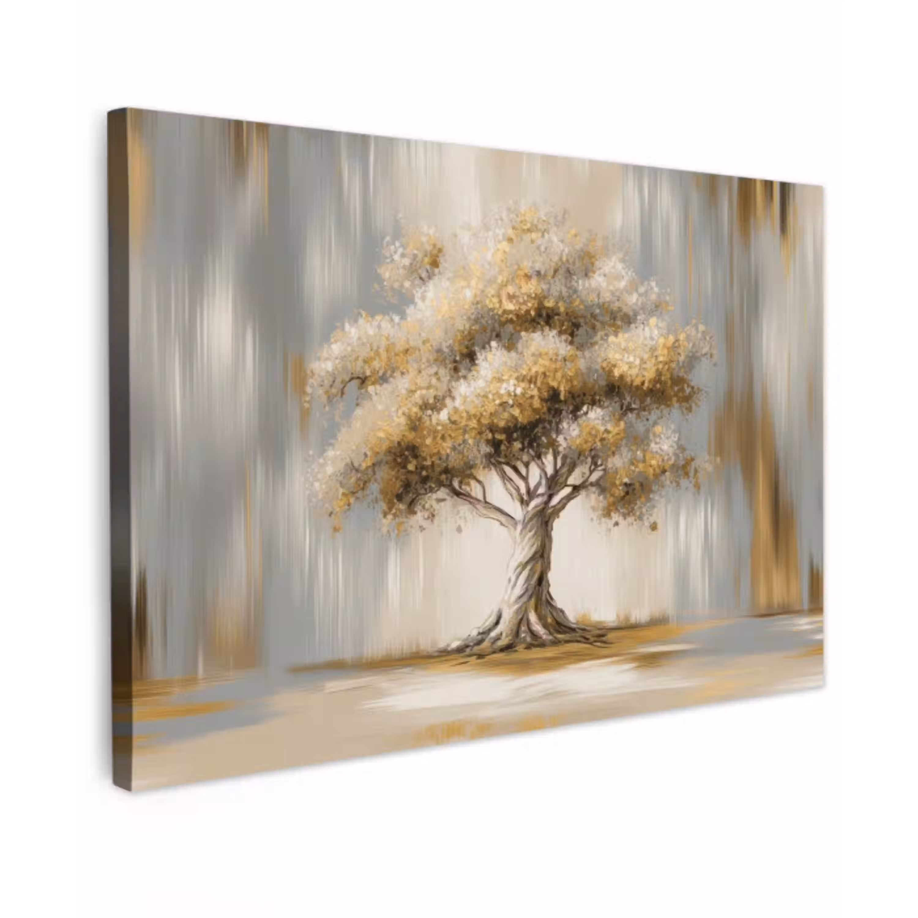 Boom - Bladeren - Abstract - Wit canvas 2cm klein -z3d