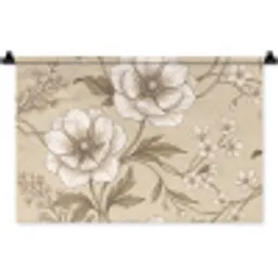 Bloemen - Patroon - Beige Wandkleed katoen klein -zz3d