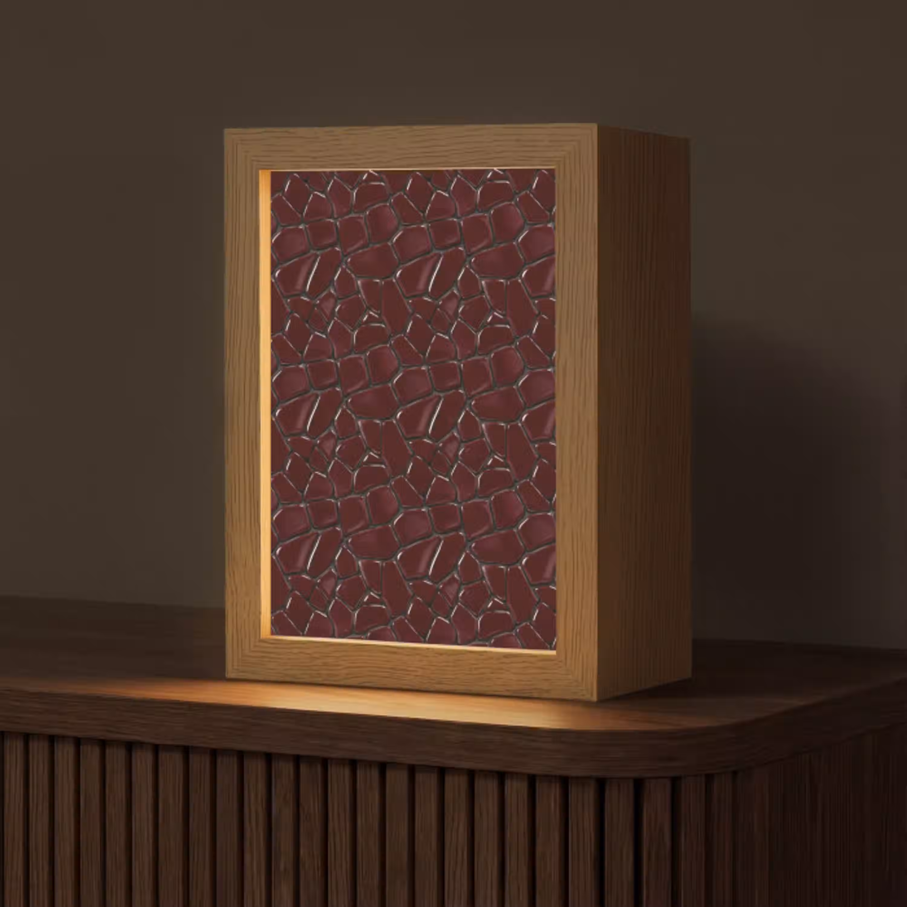 Mozaïek - Tegel - Bordeauxrood Light Box met kabel (Tafellamp) klein 925 -z3d_website