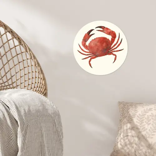Krab - Felrood - Poten Wandcirkel behangsticker klein -sfeer4