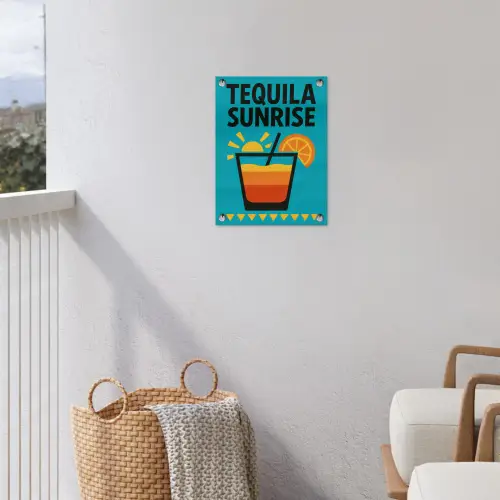 Illustratie - Tequila - Glas - Blauw tuinposter los doek klein -sfeer8