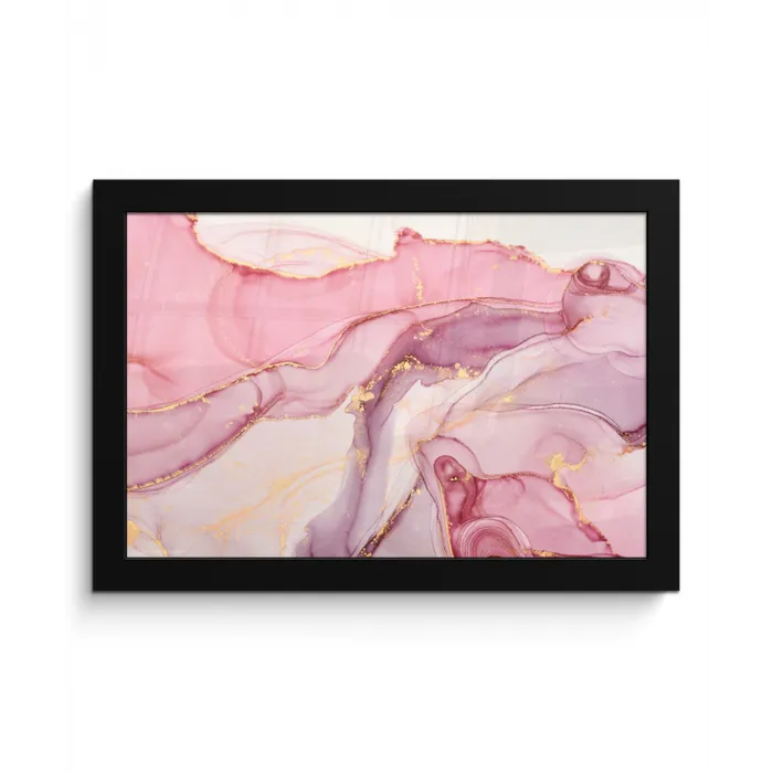 Goud - Marmer - Roze fotolijst zwart zonder passe partout klein -3d