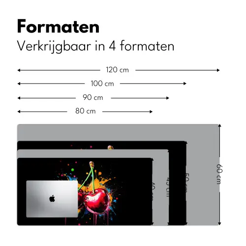 Kersen - Fruit - Graffiti - Verf - Abstract - Modern - Kleurrijk Muismat XXL klein -sfeer5