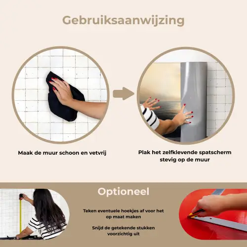 Zon - Horizon - Zee keuken achterwand spatscherm klein -gebruiksaanwijzing_NL