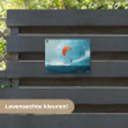 Kitesurfer - Oranje - Zee - Lucht tuinposter los doek klein -sfeer3