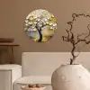 Boom - Bloemen - Goud - Beige Wandcirkel kunststof plaat 5mm dik klein -sfeer1