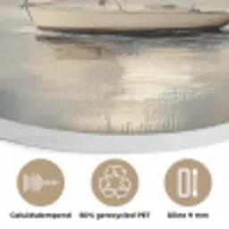 Zeilschip - Zee - Bewolkt Akoestische PET Vilt - Rond klein -closeup_NL
