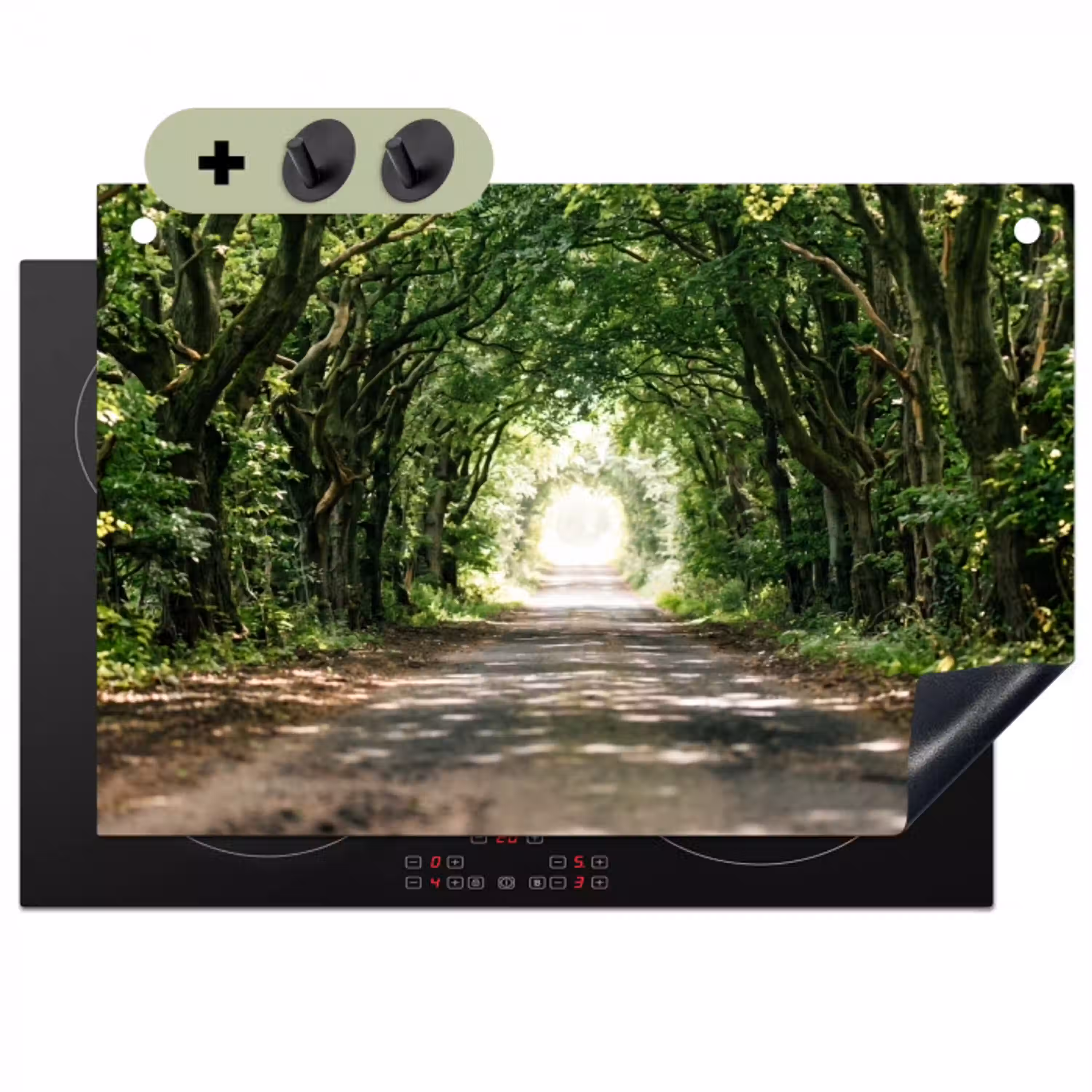 Weg - Bomen - Natuur - Groen Inductie beschemer met haakjes klein -3d