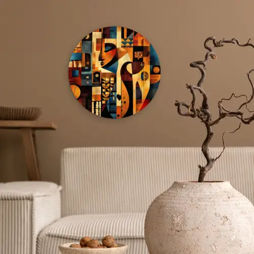 Figuren - Abstract - Symbolen Wandcirkel kunststof plaat 5mm dik klein -sfeer1